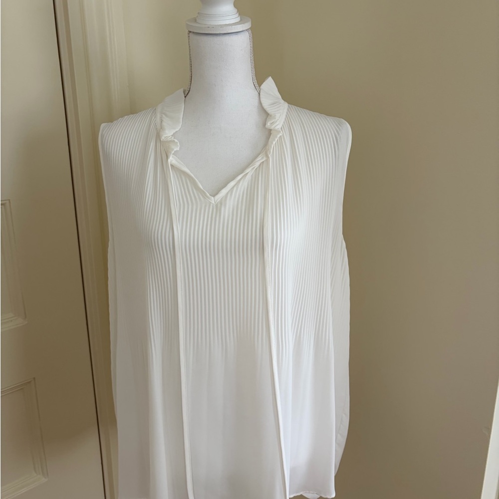Adrianna Papell Cream Pleated Blouse
